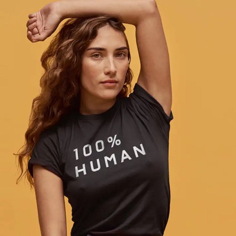 EVERLANE BLACK TEE T-SHIRT 100% HUMAN MEDIUM